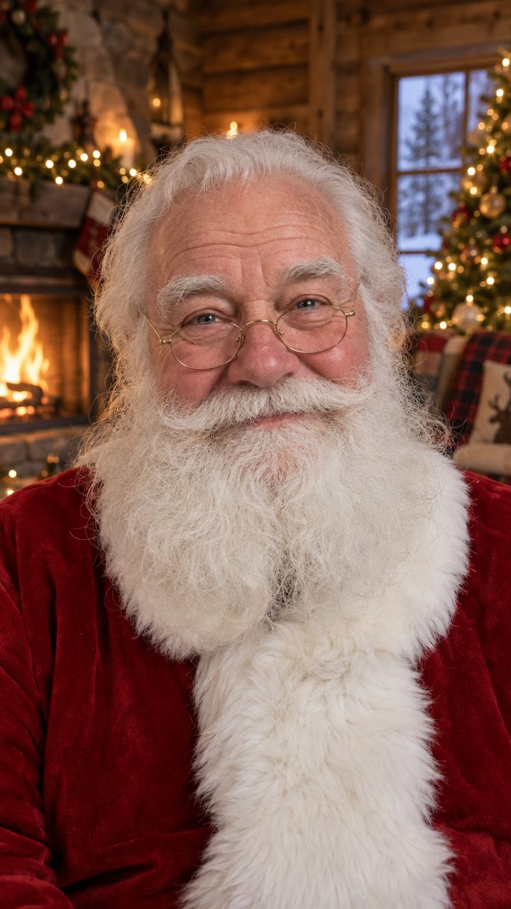 Le Père Noël dans son chalet au Pôle Nord